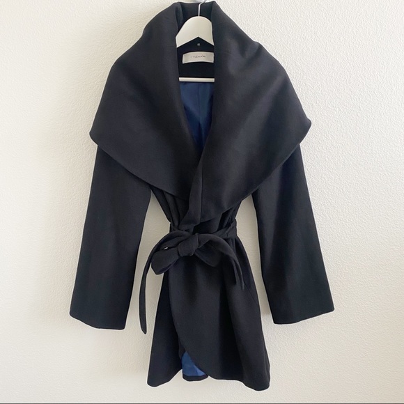 Elie Tahari Marla Wool Blend Convertible Wrap Coat Black Blogger Favorite - Picture 7 of 11